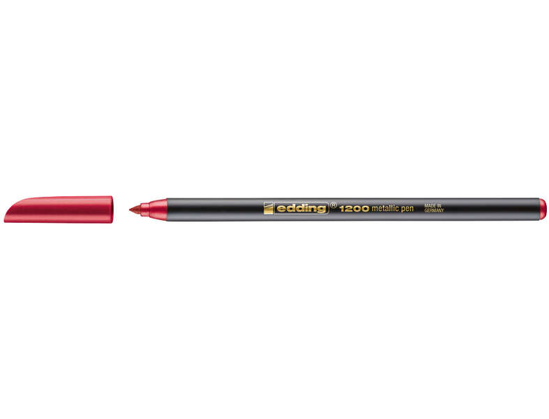Edding 1200 Rotulador - Punta Redonda - Trazo 1mm - Tinta con Base de Agua - Color Rojo Metalizado · Pack de 10 uds.