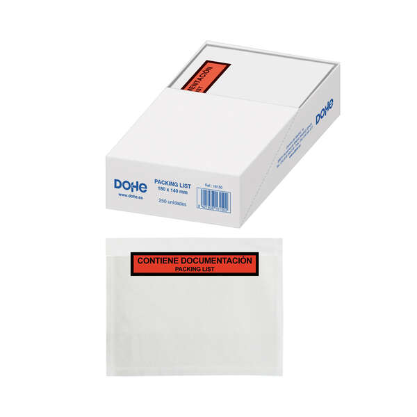 Dohe Caja de 250 Sobres Autoadhesivos - Packing List - Medidas 180x140mm