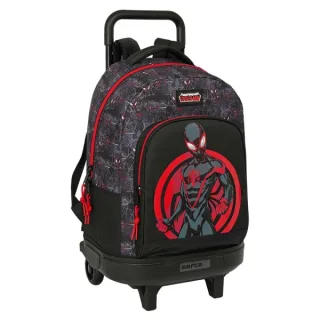 Safta Miles Morales Mochila con Carro - Extraible - Bolsillo Frontal - Portabotellas - Tirador Doble - Hombreras Acolchadas - Asa Acolchada - Tarjeta ID - 33L - 330x220x450mm - Color Negro y