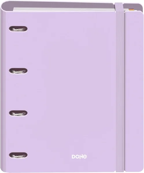 Dohe Serenity Polyfoam Carpeta de 4 Anillas Mixtas de 35mm A4 Recambio 100 Hojas Cuadricula 5mm - Cubierta de Polyfoam 2mm - Cierre con Goma - Incluye 4 Separadores y Sobre de Polipropileno - Color Morado