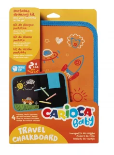 Carioca Travel Chalkboard Kit de Dibujo Portatil para Niños - Formato A4 - Incluye 4 Tizas de Colores - A Partir de 24 Meses