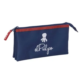 Safta el Pulpo Portatodo - 3 Compartimentos con Cremalleras - Bolsillo Interior - 0.6L - 220x30x120mm - Color Azul Marino