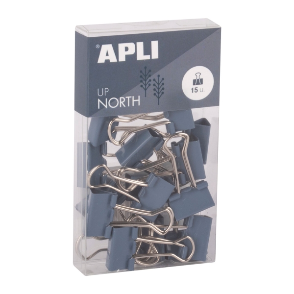 Apli Up North Pack con 15 Pinzas de Metal 19mm - Color Azul