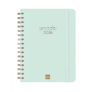 Finocam Alma Agenda en Catalan - Anual 2026 - con Espiral - Formato E10 - 172x19x220mm - Semana Vista Horizontal - Color Menta