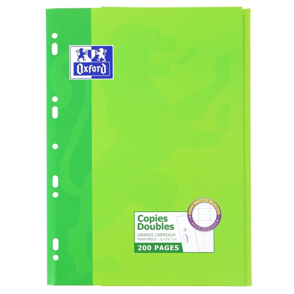 Oxford Seyes Recambio A4 200 Hojas - Cuadricula Seyes - con Margen - Papel de Alta Calidad · Pack de 5 uds.