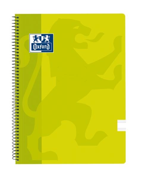 Oxford School Classic Cuaderno Espiral Tamaño Folio Pauta 2.5mm - 80 Hojas con Margen - Tapa de Plastico - Color Lima