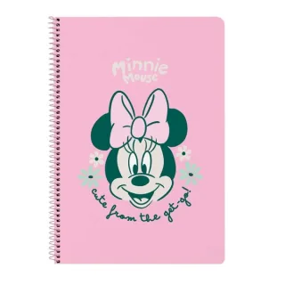 Safta Minnie Mouse Minty Libreta con Espiral - Formato Folio - 80 Hojas de Papel 80g/m2 - Cuadriculas 4x4mm - Tapas Duras Glasofonadas - Margen Lateral - 215x10x310mm - Color Rosa Pastel