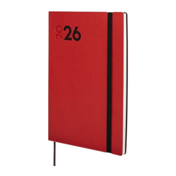 Finocam Dynamic Mara Agenda Profesional en Catalan - Anual 2026 - Tapa Blanda - Cierre con Goma Elastica - Formato Y10 - 144x11x208mm - Semana Vista Horizontal - Color Rojo