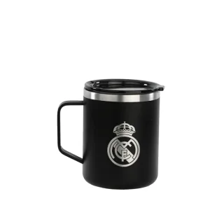 Safta Real Madrid 2ª Equipacion 24/25 Taza de Acero Inoxidable 350ml - Doble Pared con Aislamiento - Base de Silicona - Conserva Temperatura 12h Caliente / 24h Caliente - 10.7x8.4x8.4cm - Co