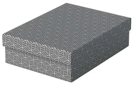 Esselte Pack de 3 Cajas Medianas de Almacenamiento con Tapa 265x100x360mm - Carton 100% Reciclado y Reciclable - Diseño Gris con Dibujo