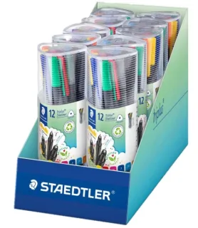 Staedtler Triplus Fineliner 334 Pack de 12 Rotuladores Punta Fina - Trazo 0.3 mm aprox. - Tinta Base de Agua - 97% de Plastico Reciclado - Colores Surtidos · Pack de 10 uds.
