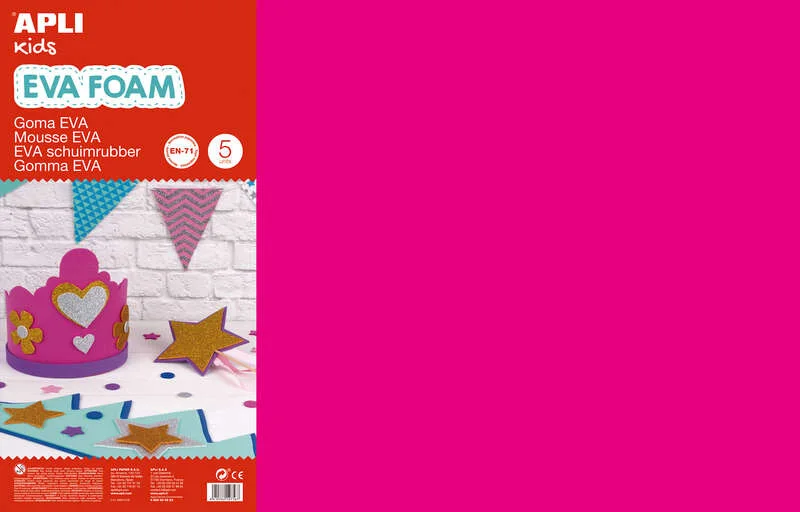 Apli Goma Eva Fucsia 600x400 - 5 Hojas de Tamaño Grande y Flexible