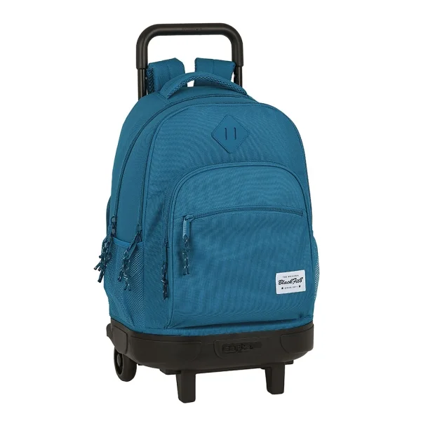 Safta Blackfit8 Egeo Mochila con Carro - Extraible - Portabotellas - Doble Cremallera - Hombreras Acolchadas - Asa Acolchada - Faldon Cubre Ruedas - Tarjeta ID - Base Reforzada - Color Azul