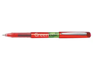 Pilot Boligrafo de Tinta Liquida Greenball - Recargable - Fabricado con Plastico Reciclado - Punta Media 0.7mm - Trazo 0.35mm - Color Rojo · Pack de 10 uds.
