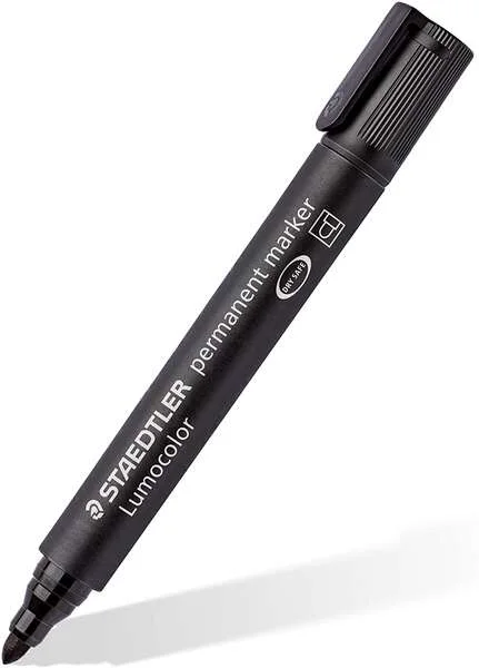 Staedtler Lumocolor 352 Rotulador Permanente - Punta Redonda - Trazo 2mm Aprox - Capuchon con Clip - Secado Rapido - Color Negro · Pack de 10 uds.