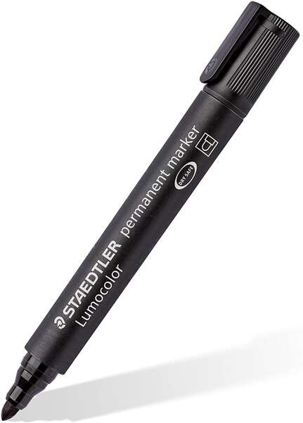 Staedtler Lumocolor 352 Rotulador Permanente - Punta Redonda - Trazo 2mm Aprox - Capuchon con Clip - Secado Rapido - Color Negro · Pack de 10 uds.
