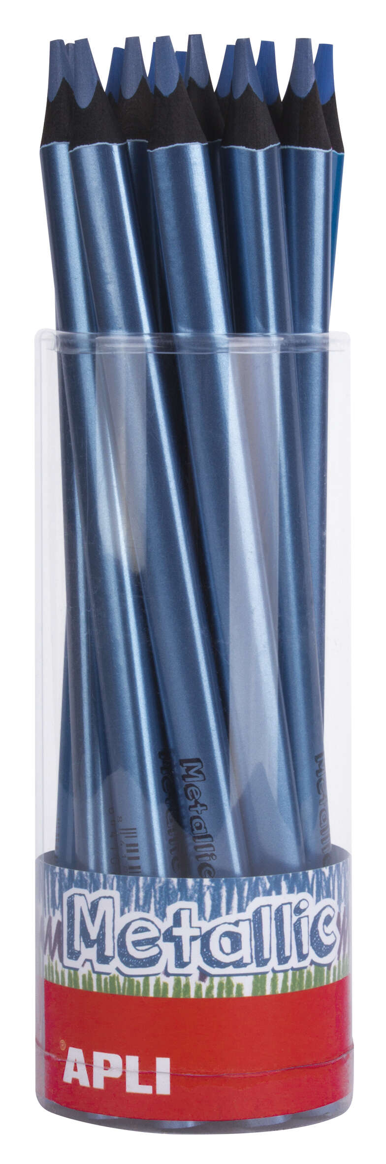 Apli Jumbo Metallic Lapiz Triangular de Color - 5mm de Grosor - Ideal para Mejor Sujecion - Mayor Cobertura en un Solo Trazo - Color Azul Metalizado · Pack de 18 uds.
