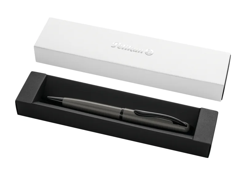 Pelikan Jazz Noble Boligrafo Retractil - Trazo de 1mm - Mecanismo de Giro - Recambio 337M Azul - Estuche de Regalo - Cuerpo Satinado - Color Gris Oscuro