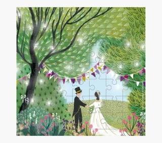 Pictura Tarjeta Puzzle - 15.5x15.5cm - Tematica Boda - 49 Piezas - Tarjeta Plegada Incluida - Embolsada en Celofan - Sobre Blanco Incluido - Papel con Certificacion FSC