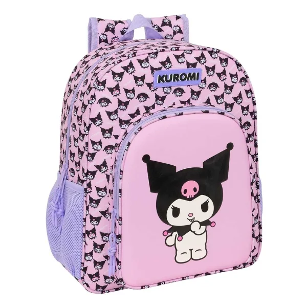 Safta Kuromi Mochila - 15L - Adaptable a Carro - Bolsillo Frontal - Portabotellas - Cremallera con Doble Tirador - Asa de Mano - Hombreras y Espalda Acolchada - 32x38x12cm - Color Rosa