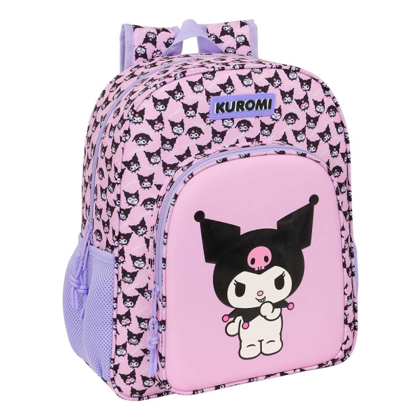 Safta Kuromi Mochila - 15L - Adaptable a Carro - Bolsillo Frontal - Portabotellas - Cremallera con Doble Tirador - Asa de Mano - Hombreras y Espalda Acolchada - 32x38x12cm - Color Rosa