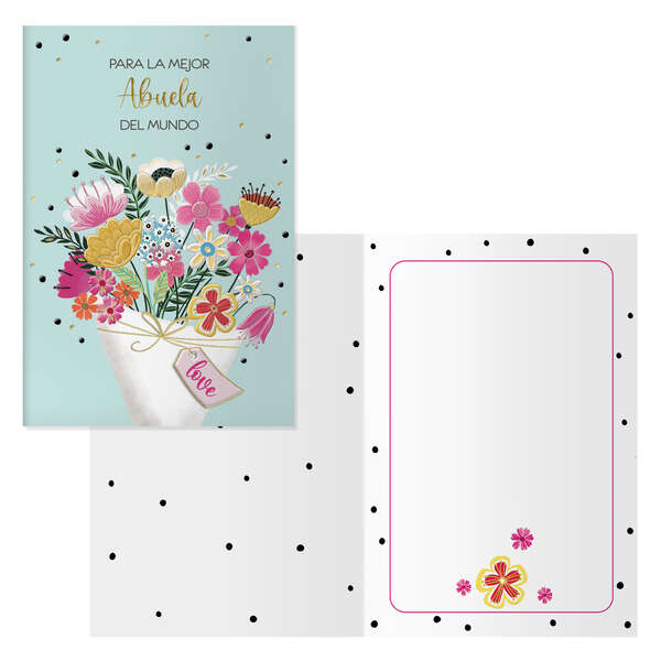 Dohe Ramo Pack de 6 Tarjetas de Felicitacion para Abuela - 11.5x17cm - Impresion a Todo Color - Estampaciones con Pelicula de Color - Estampacion en Seco - Papel Offset Blanco de 300gr - Inc