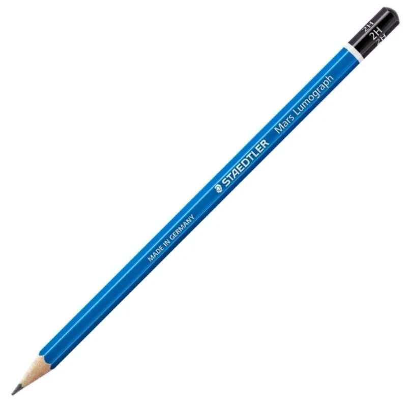 Staedtler Mars Lumograph 100 Lapiz de Grafito Hexagonal - Mina 2H Ultrarresistente de 2mm - Madera de Bosques Sostenibles · Pack de 12 uds.