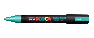 Posca PC-5M Marcador de Pintura - Punta de Poliester 1.8-2.5mm - Tinta Base al Agua - Resistente a la Luz - No Permanente - Color Verde Metálico · Pack de 6 uds.