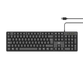 Ewent Teclado con Cable USB - Perfil Delgado - Disposicion Italiana QWERTY IT - Plastico ABS - Cable de 1.35m - Color Negro