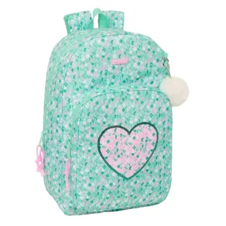 Safta Cuore Mochila Adaptable a Carro - Tirador Doble - Bolsillo Frontal - Hombreras Acolchadas - Asa Superior - 19.3L - 300x140x460mm - Color Turquesa
