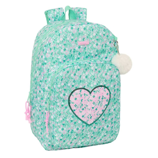 Safta Cuore Mochila Adaptable a Carro - Tirador Doble - Bolsillo Frontal - Hombreras Acolchadas - Asa Superior - 19.3L - 300x140x460mm - Color Turquesa