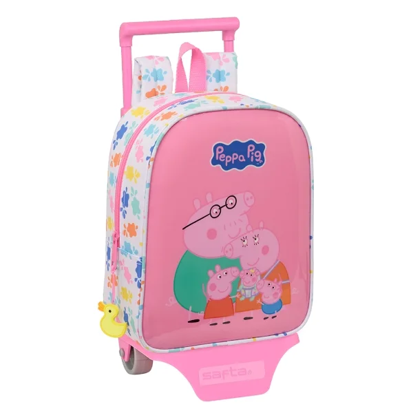 Safta Peppa Pig Baby Pig Mochila con Carro - Tarjeta ID - Asa Superior - Mochila Extraible - Carro Resistente - 6L - 220x100x270mm - Color Rosa