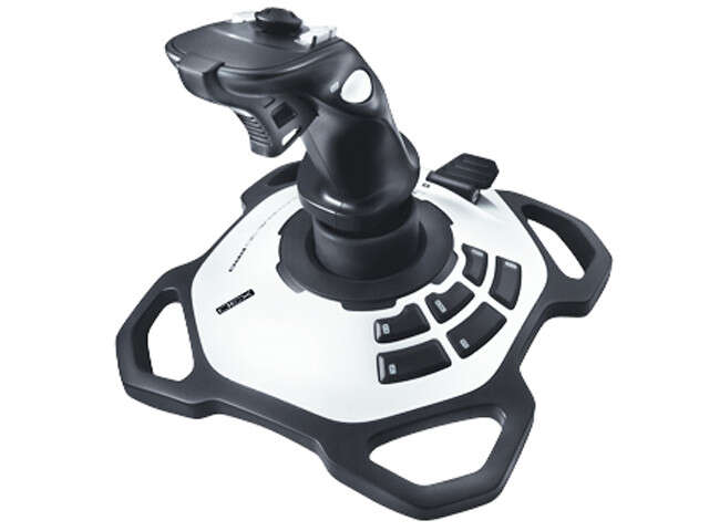 Logitech Extreme 3D Pro Joystick USB - 12 Botones Programables - Disparador Rapido - Ergonomico - Base Solida y Estable - Color Blanco/Negro
