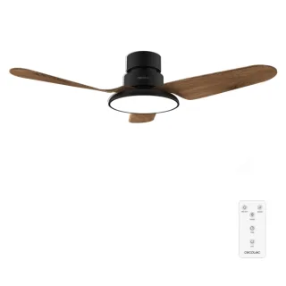 Cecotec EnergySilence Aero 5200 Light DarkWood Ventilador de Techo con 3 Aspas de Madera y Luz - 40W - Diametro de 43" - 3 Tonos LED - 6 Velocidades - Temporizador - Modo Invierno - Color Ne