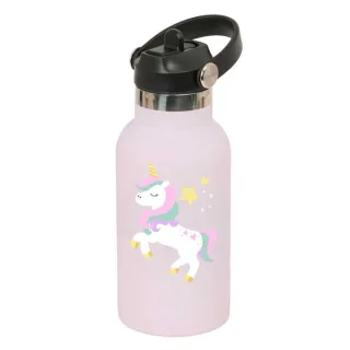 Safta Unicornio Botella Isotermica Infantil - Capacidad 350ml - Tapon Roscado con Valvula - Base de Silicona - Asa Superior - Acero Inoxidable - 12h Caliente - 24h Frio - 19.5x7.3cm - Color