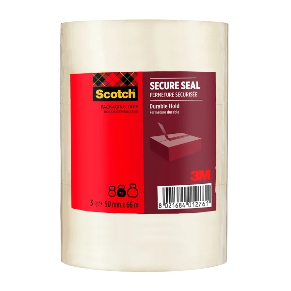Scotch Pack de 3 Precintos de Embalaje - 50mm x 66m - Sellado Seguro - Color Transparente