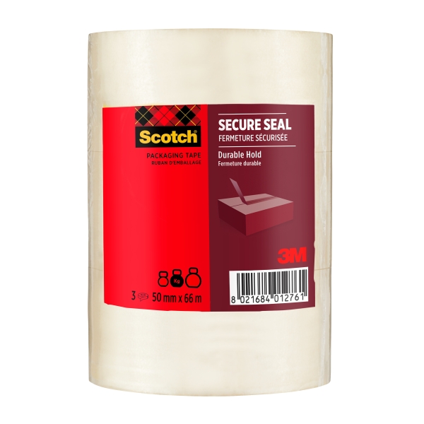 Scotch Pack de 3 Precintos de Embalaje - 50mm x 66m - Sellado Seguro - Color Transparente