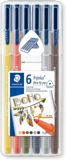 Staedtler Triplus Color 323 Pack de 6 Rotuladores de Punta Fina - Trazo 1mm Aprox - Tinta Base de Agua - Colores Surtidos