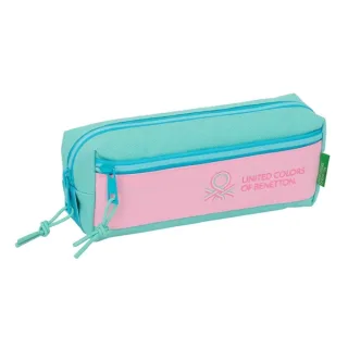 Safta Benetton Dolce Portatodo - 3 Compartimentos con Cremalleras - Goma Elastica - 0.98L - 220x60x85mm - Color Rosa Pastel