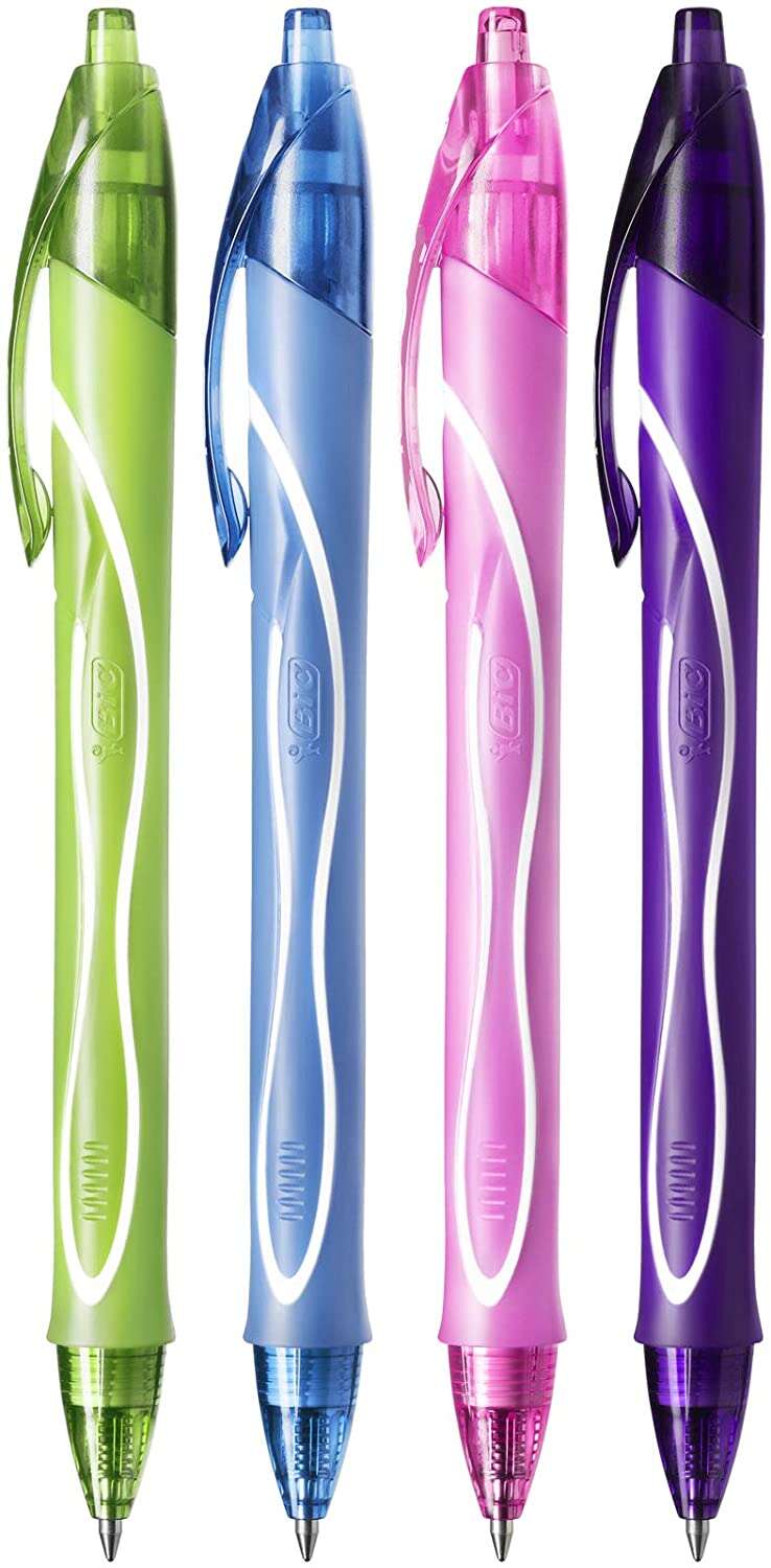 Bic Gel-Ocity Quick Dry Pack de 12 Boligrafos de Gel Retractil - Punta Media de 0.7 mm - Tinta de Gel - Anti-Manchas - Secado Ultra Rapido - Colores Surtidos