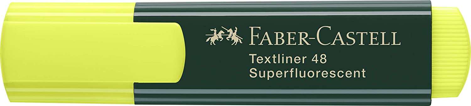 Faber-Castell Rotulador Marcador Fluorescente Textliner 48 - Punta Biselada - Trazo entre 1.2mm y 5mm - Tinta con Base de Agua - Color Amarillo · Pack de 10 uds.
