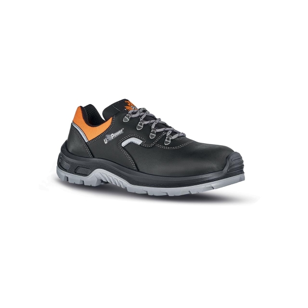 Upower Beast S Calzado de Seguridad Bajos - Talla 38 - Empeine en Piel Hidrofugo, Puntal Composite, Antiperforacion, Suela Antideslizante, Proteccion S3S FO SR - Color Negro/Naranja