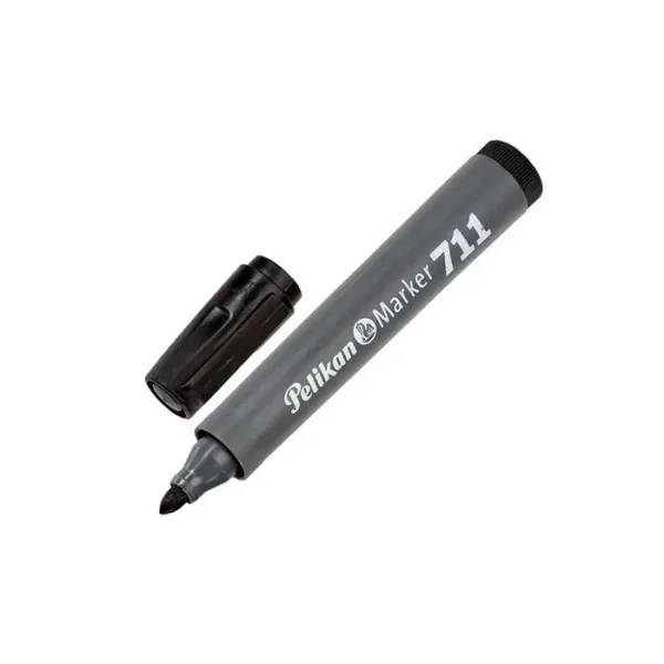 Pelikan 711F Rotulador Permanente - Punta de Fibra Redonda Gruesa - Secado Rapido - Resistente al Agua - Color Negro · Pack de 10 uds.