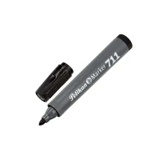 Pelikan 711F Rotulador Permanente - Punta de Fibra Redonda Gruesa - Secado Rapido - Resistente al Agua - Color Negro · Pack de 10 uds.