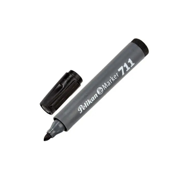 Pelikan 711F Rotulador Permanente - Punta de Fibra Redonda Gruesa - Secado Rapido - Resistente al Agua - Color Negro · Pack de 10 uds.