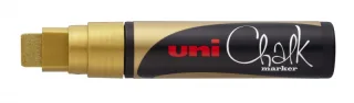 Uni-ball PWE-17K Marcador de Tiza Liquida - Punta Biselada 15mm - Borrado en Humedo - Resistente a la Lluvia - Color Oro · Pack de 5 uds.