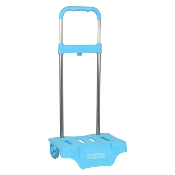 Safta Carro Portamochilas - Ruedas Antivibracion - Sistema de Sujecion Universal - 32x16x44cm - Color Azul Claro