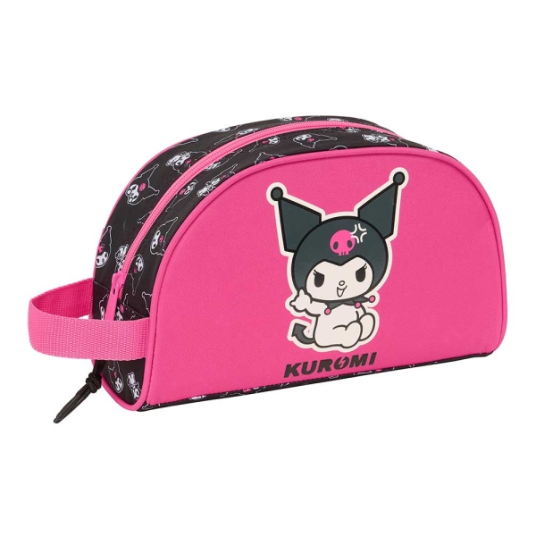 Safta Kuromi Neceser de 3.75L - Cremallera - Asa Lateral - Adapatable a Carro - Bolsillo Interior - 260x90x160mm - Color Negro y Rosa