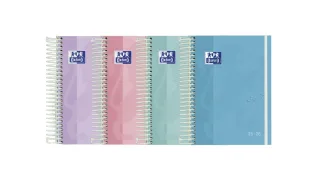 Oxford Touch Pastel Agenda Escolar 25/26 Espiral Semana Vista - Tamaño 4º - Tapa Extradura Peliculado Touch - Esquinas Microperforadas - Espacio para Notas - Cierre con Goma - Colores Pastel