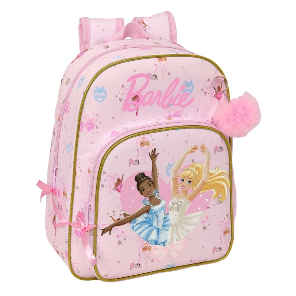 Safta Barbie Ballet Mochila Infantil - Portabotellas - Bolsillo Frontal - Adaptable a Carro - Hombreras Acolchadas - 26x34x11cm - Color Rosa